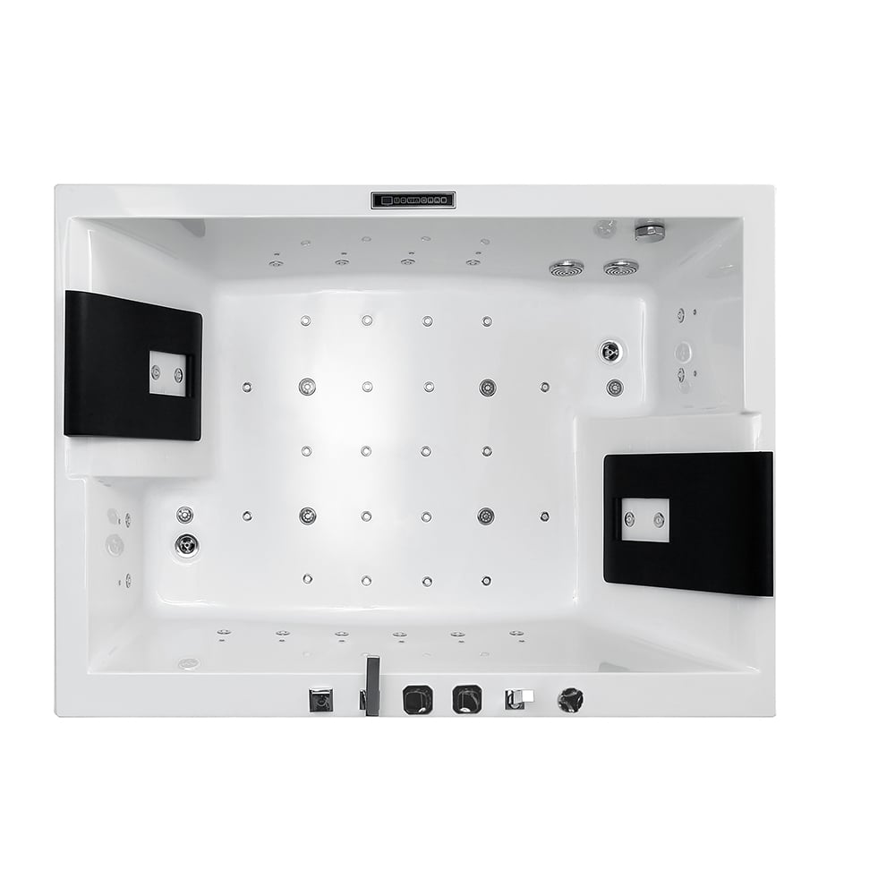 71" Double Whirlpool Bathtub with Temperature Control 118-Gallon Capacity