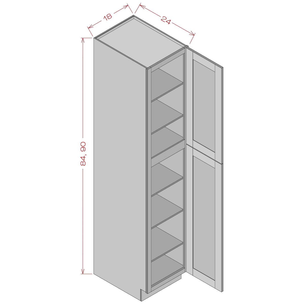 Two Doors Pantry Cabinets - Shaker White