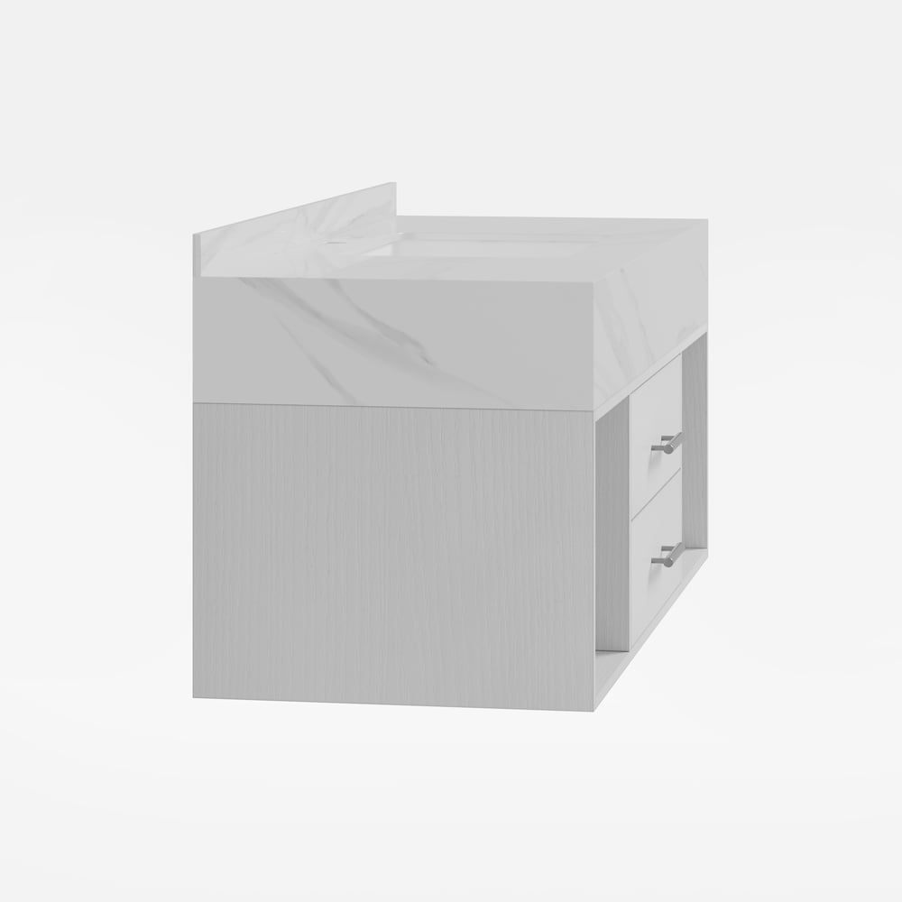 Modern 35.4" Floating Single Bathroom Vanity with Sink, Sintered Stone Top