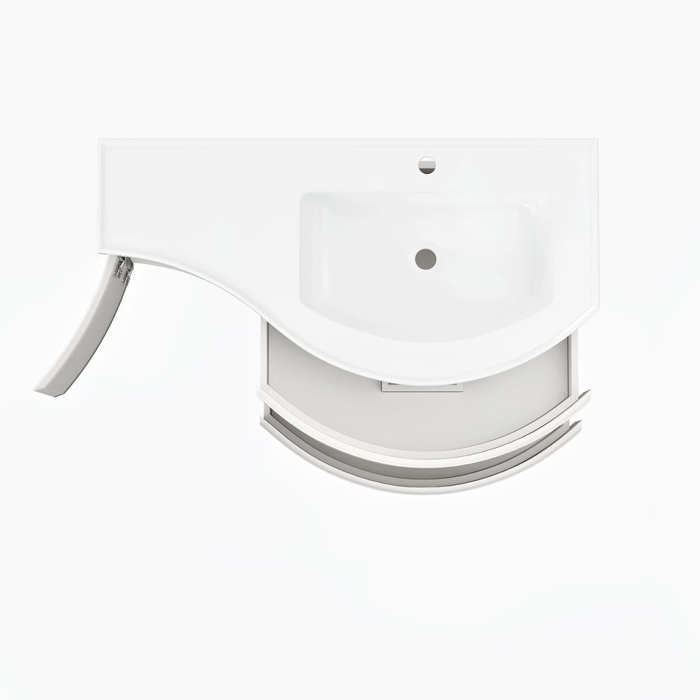 35" Floating Single Curved Bathroom Vanity with Sink & Storage