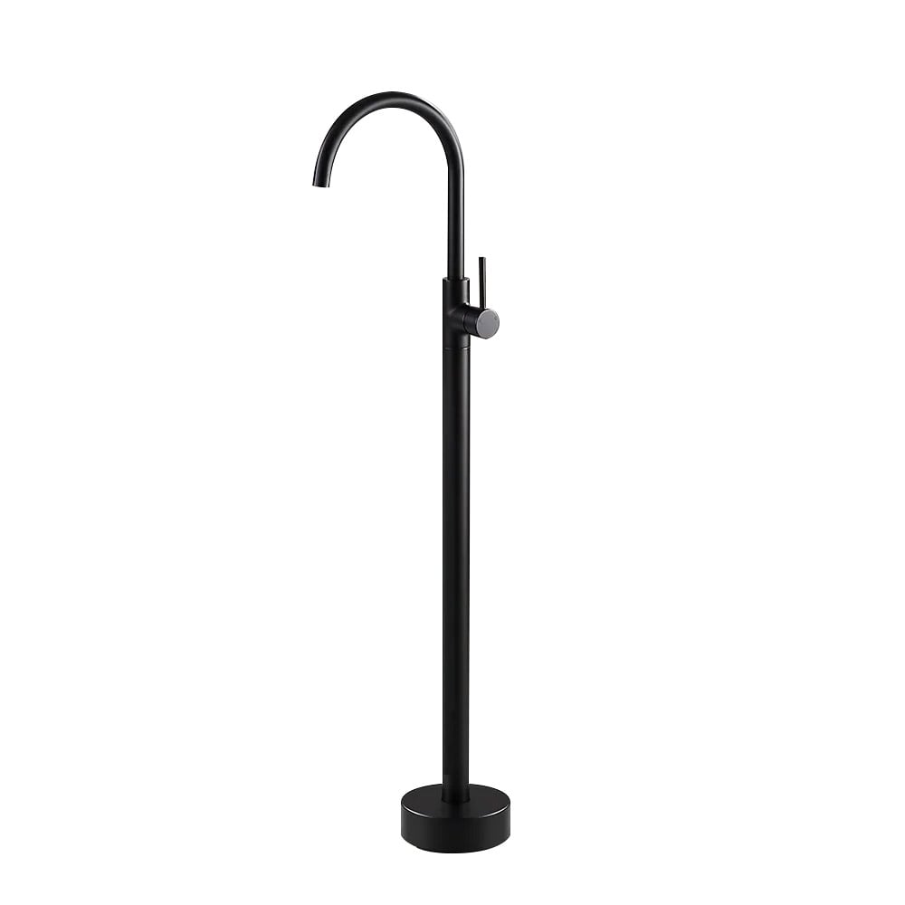 Brewst Modern Style Matte Black Single Handle Freestanding Tub Filler Faucet Solid Brass