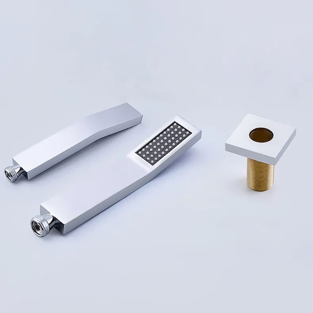 Waterfall Deck-Mount Roman Tub Faucet with Handshower in Chrome