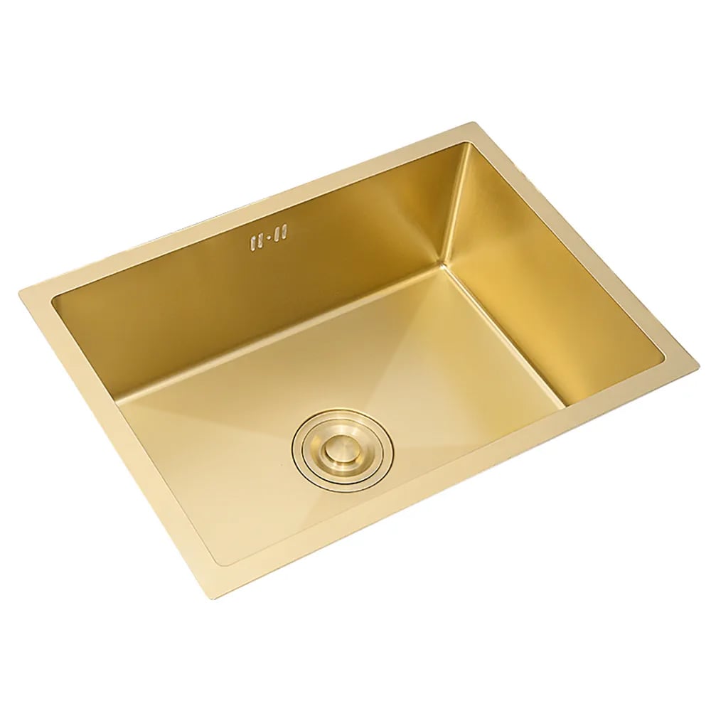 30'' Stainless Steel Kitchen Sink Rectangular Single Bowl in Gold