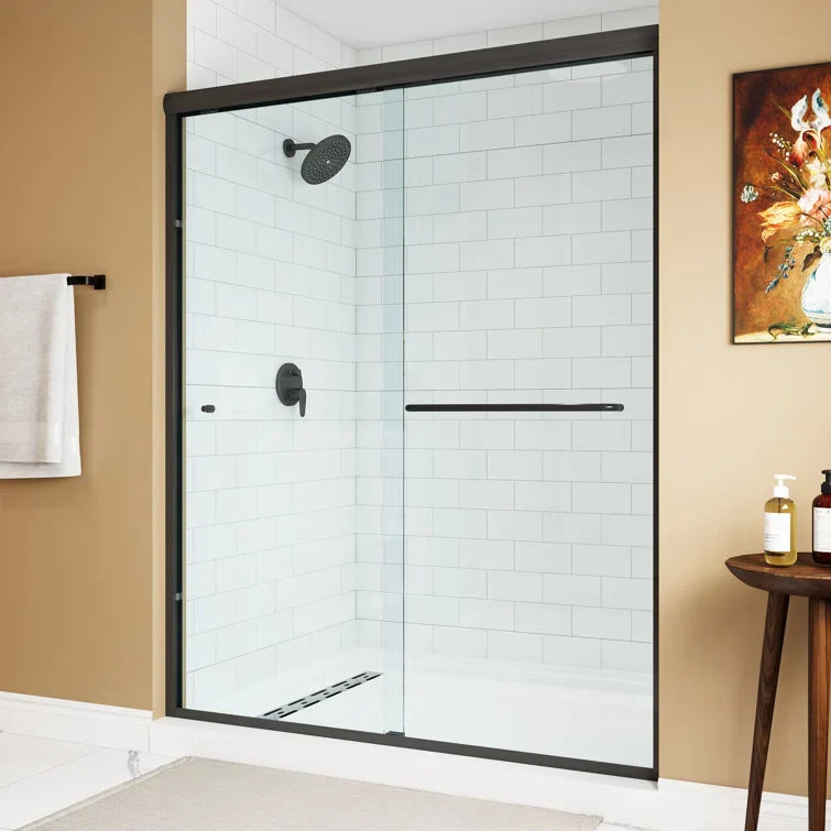 Frameless Sliding Shower Door 59 Inch Matte Black Shower Door Model BE5972-MB