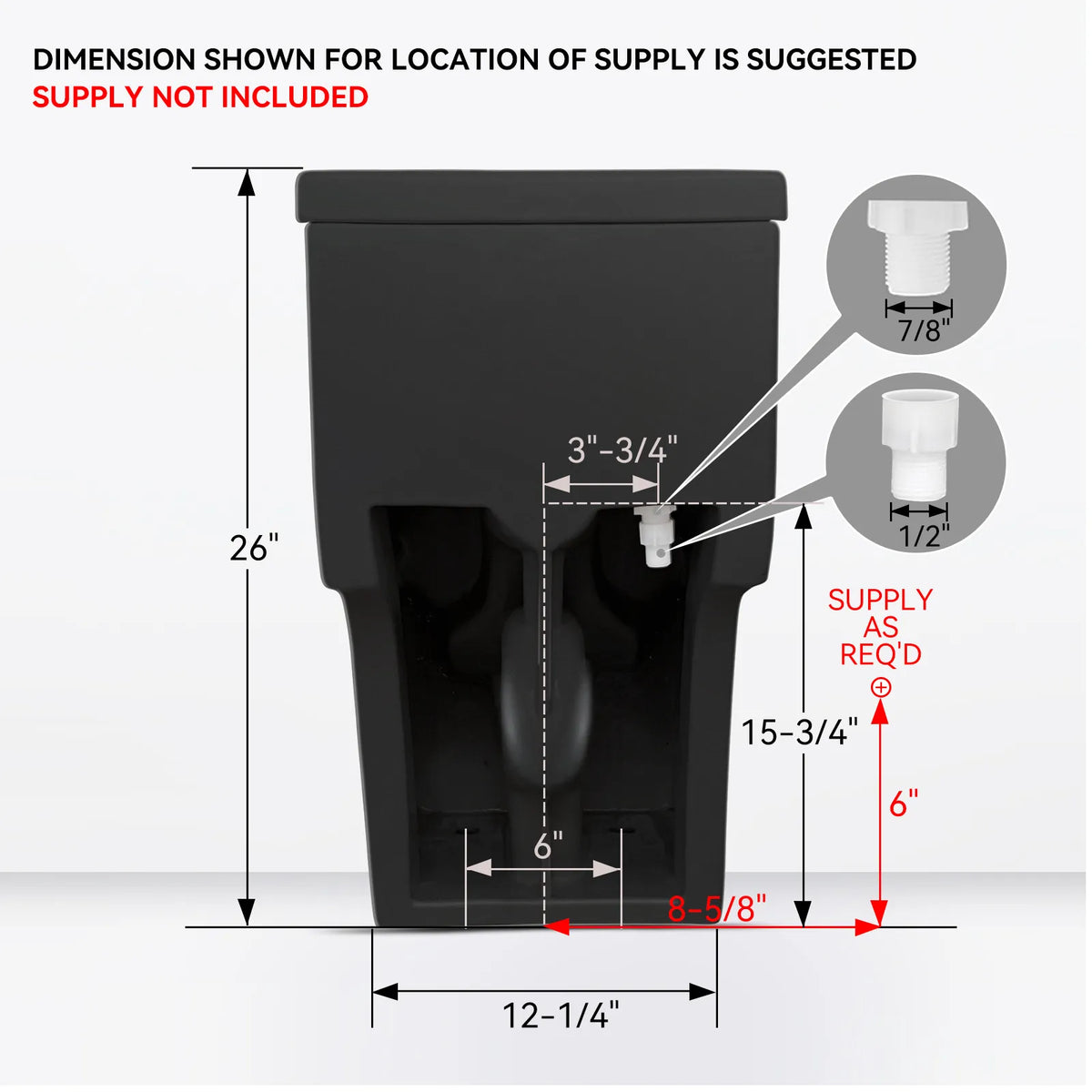 HOROW T0338B-10 10-Inch Rough-In Matte Black One-Piece Dual Flush Toilet, ADA Compliant