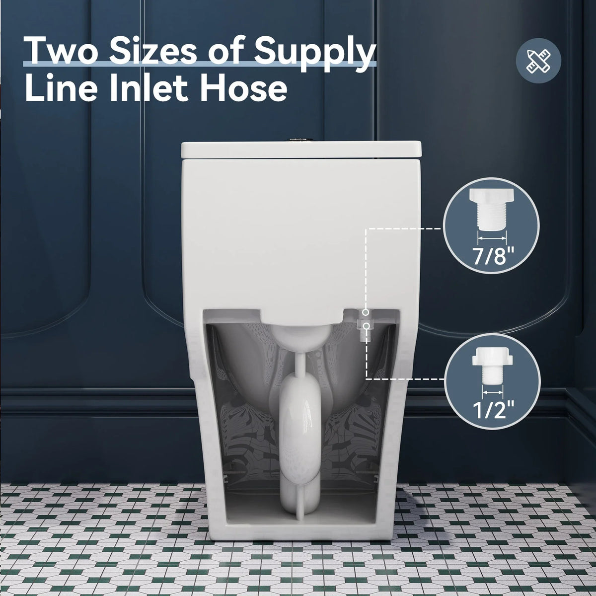HOROW T0307W Standard Height One-Piece Skirted Toilet with Dual Flush