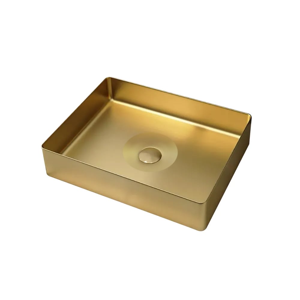 Contemporary Gold Rectangular Stainless Steel Vessel Sink Luxury Wash Sink