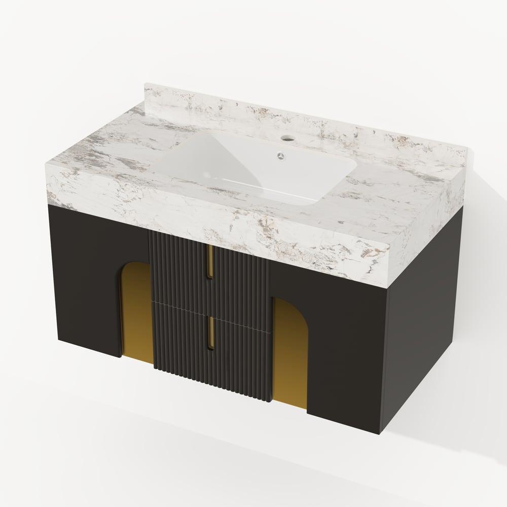 Artis 36" Floating Single Bathroom Vanity with Sink, Sintered Stone Top, Ample Storage