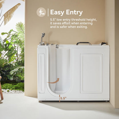 WT52-L 52" Walk-In Tub with Shower, 18" ADA Seat & 3 Handles