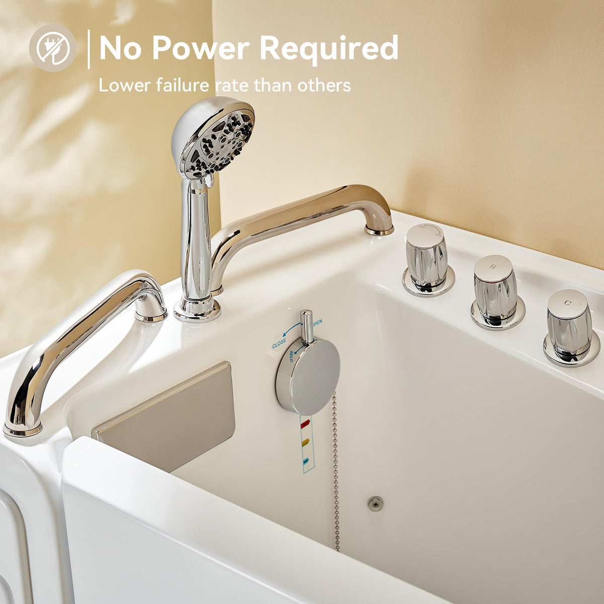 WT52-L 52" Walk-In Tub with Shower, 18" ADA Seat & 3 Handles