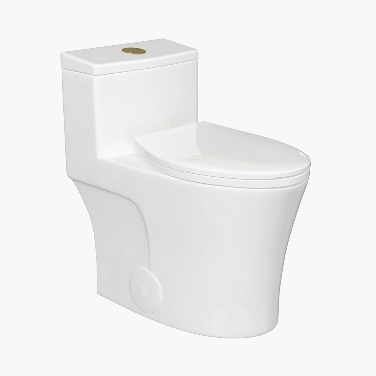 HOROW T0338W-G ADA One-Piece Dual Flush Toilet with Golden Button