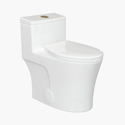 HOROW T0338W-G ADA One-Piece Dual Flush Toilet with Golden Button
