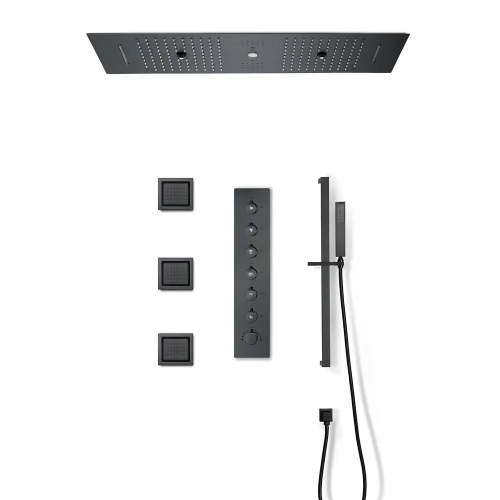 35" Thermostatic Rain Shower System 6 Functions Massage Music Remote Controlled LED