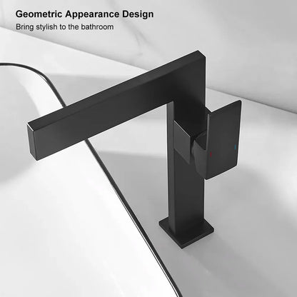 Matte Black Ultra-Thin Single Handle Waterfall Bathroom Sink Faucet Solid Brass 1-Hole