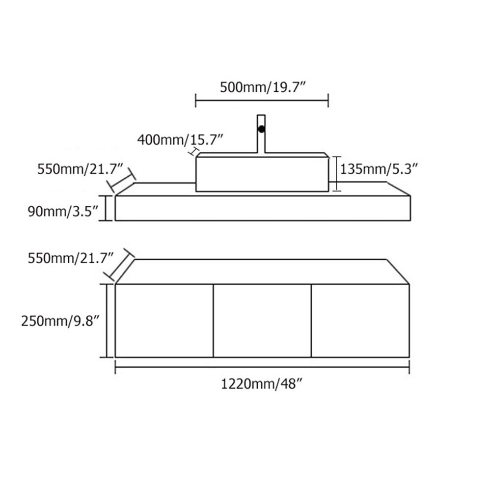 48" Modern Floating Bathroom Vanity Set with Single Vessel Sink Wall Mounted