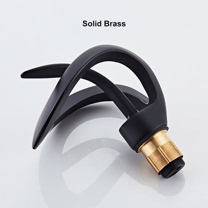 Waterfall Bathroom Sink Faucet in Black Single Handle Solid Brass