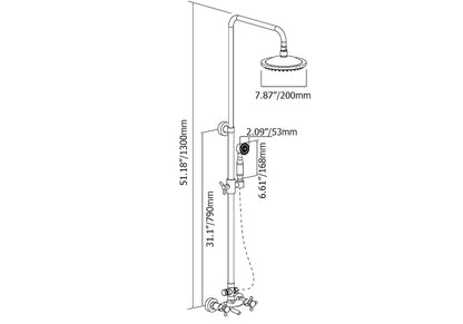Traditional Rainfall Exposed Shower Fixture with Tub Spout in Antique Brass