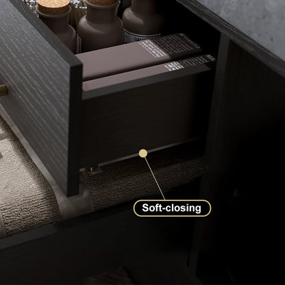 Modern 39" Black Floating Single Bathroom Vanity with Sintered Stone Top and Sink