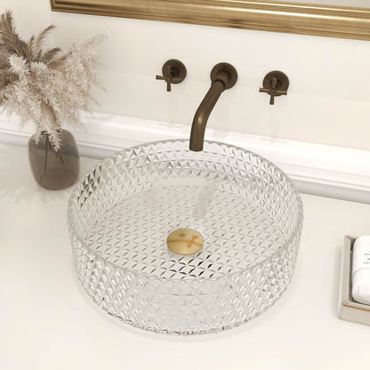 Vessel Transparent Diamond Shaped Crystal Glass Bathroom Wash Sink