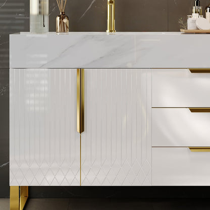 Aro 59" Freestanding Double Bathroom Vanity with Sink, Sintered Stone Top