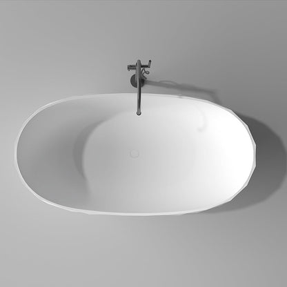 64" Modern Oval Diamond-Cut Freestanding Soaking Bathtub White 89.8-Gallon Capacity