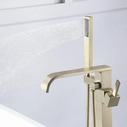 Dree Floor Mounted Tub Filler Single Handle Freestanding Bathtub Faucet Handheld Shower