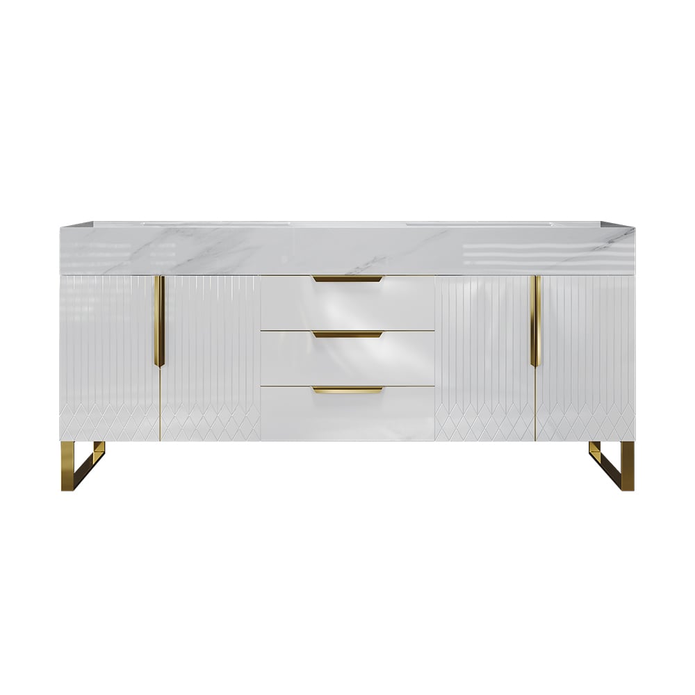 Aro 59" Freestanding Double Bathroom Vanity with Sink, Sintered Stone Top
