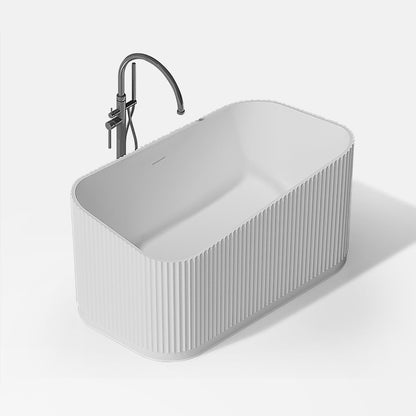 47" Modern Novelty Freestanding Stone Resin Soaking Bathtub White 95.1-Gallon Capacity
