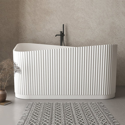 47" Modern Novelty Freestanding Stone Resin Soaking Bathtub White 95.1-Gallon Capacity
