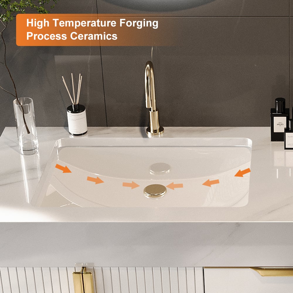 Aro 59" Freestanding Double Bathroom Vanity with Sink, Sintered Stone Top
