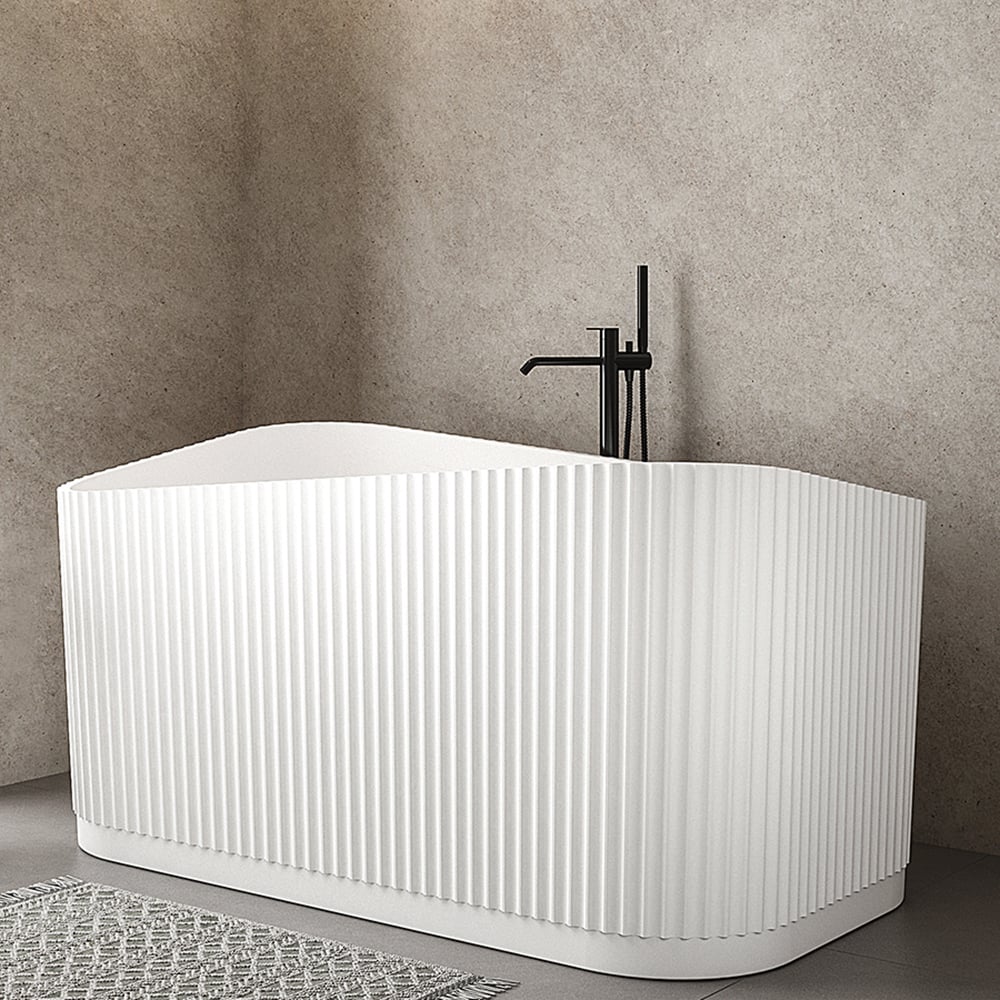 47" Modern Novelty Freestanding Stone Resin Soaking Bathtub White 95.1-Gallon Capacity