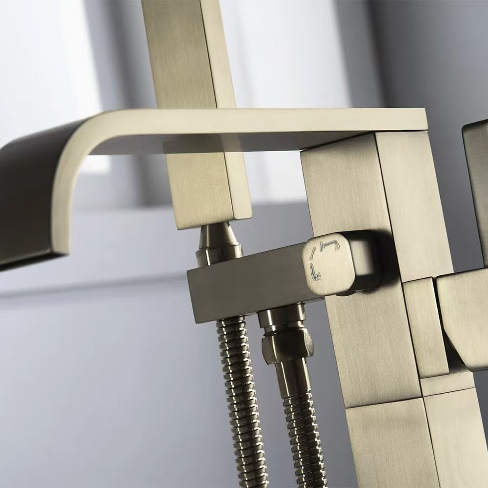 Dree Floor Mounted Tub Filler Single Handle Freestanding Bathtub Faucet Handheld Shower