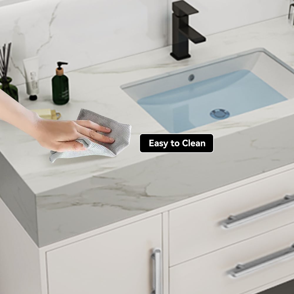 39.4" White Floating Bathroom Vanity Set with LED Medicine Cabinet