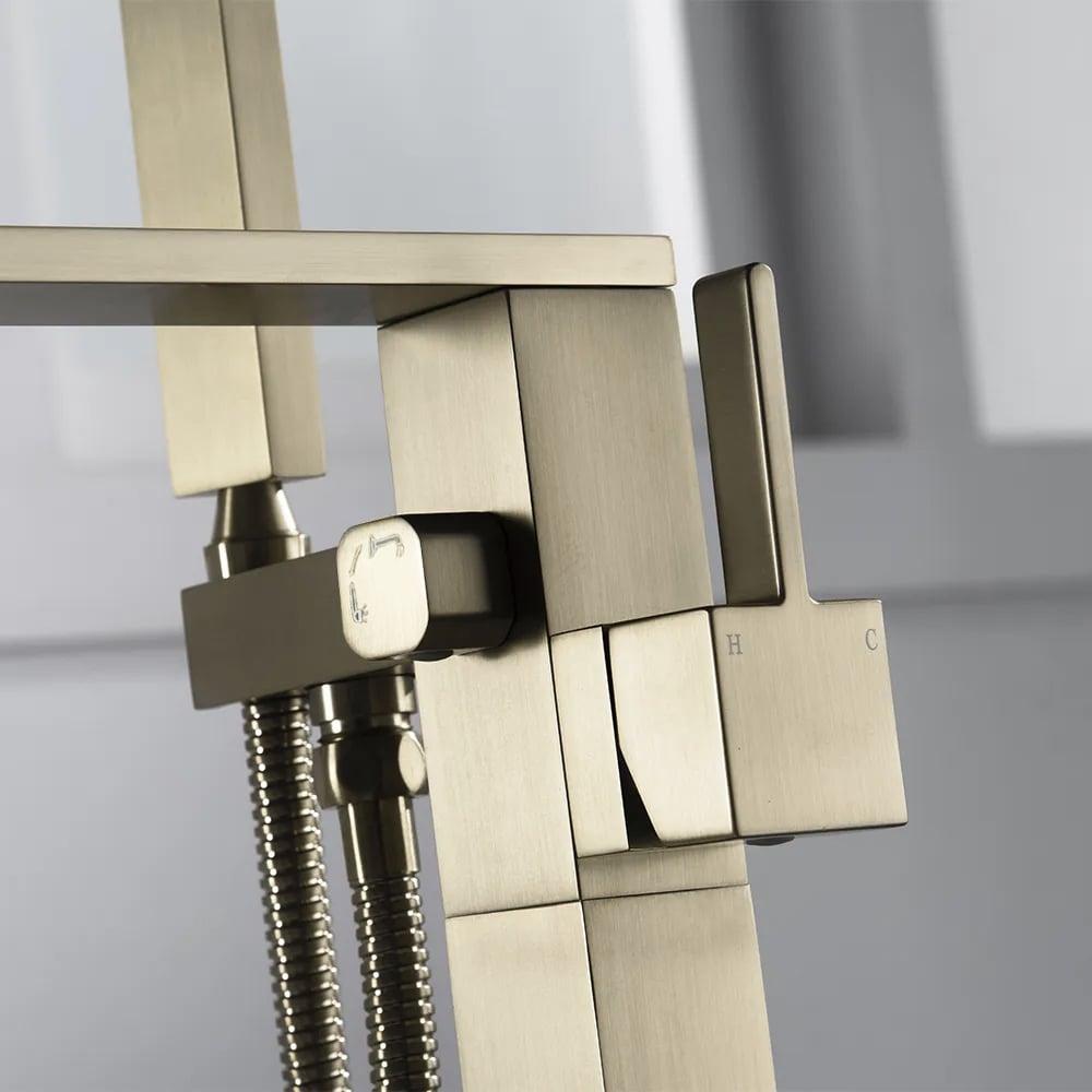 Dree Floor Mounted Tub Filler Single Handle Freestanding Bathtub Faucet Handheld Shower