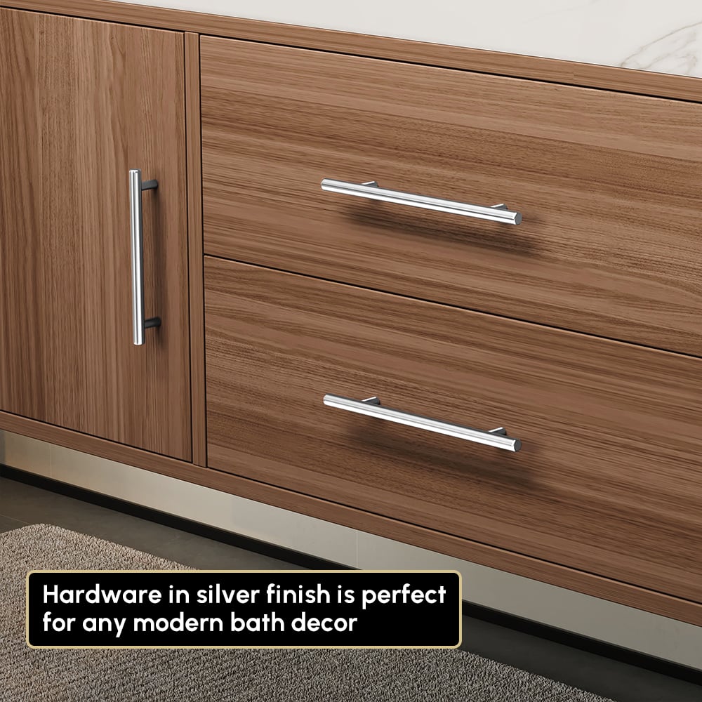 Modern 39" Walnut Floating Single Bathroom Vanity with Sintered Stone Top and Sink