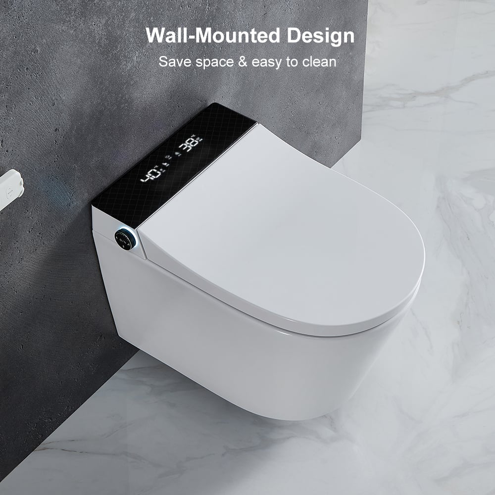 Airloo S1 Set of Two Wall-Mounted Smart Bidet Toilet with In-Wall Tank White 1.58 GPF