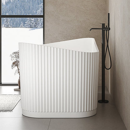 47" Modern Novelty Freestanding Stone Resin Soaking Bathtub White 95.1-Gallon Capacity