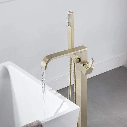 Dree Floor Mounted Tub Filler Single Handle Freestanding Bathtub Faucet Handheld Shower