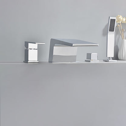 Waterfall Deck-Mount Roman Tub Faucet with Handshower in Chrome