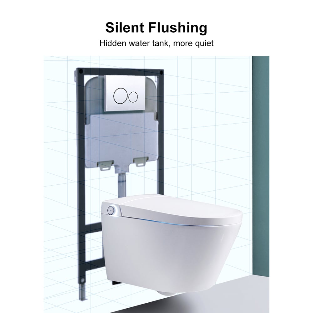 Airloo S2 Wall-Mounted Smart Bidet Toilet with In-Wall Tank, UV sterilization, 1.32 GPF