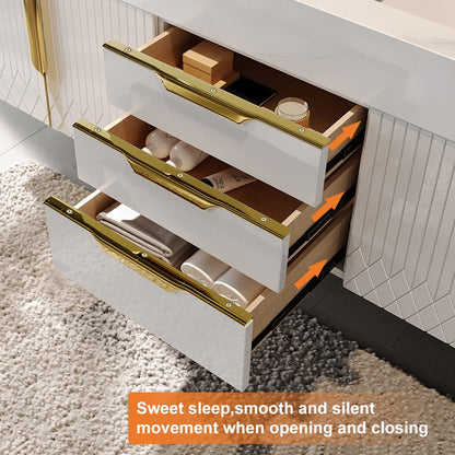 59" Double Sink Floating Vanity Set with LED Medicine Cabinet with Storage