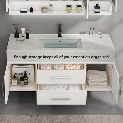 39.4" White Floating Bathroom Vanity Set with LED Medicine Cabinet
