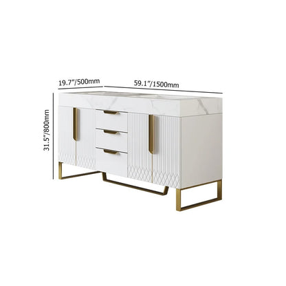 Aro 59" Freestanding Double Bathroom Vanity with Sink, Sintered Stone Top