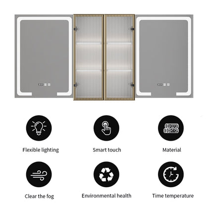 59" Double Sink Freestanding Vanity Set with LED Medicine Cabinet with Storage