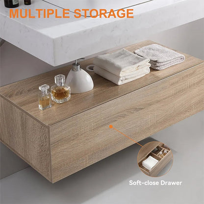 Modena 35.4"Floating Single Bathroom Vanity with Sink, Sintered Stone Top