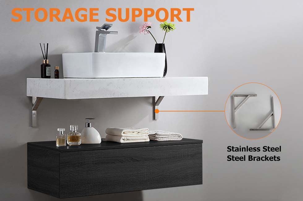 Modena 39.3" Floating Single Bathroom Vanity with Sink, Sintered Stone Top