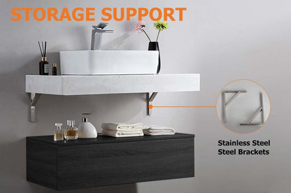 Modena 39.3" Floating Single Bathroom Vanity with Sink, Sintered Stone Top