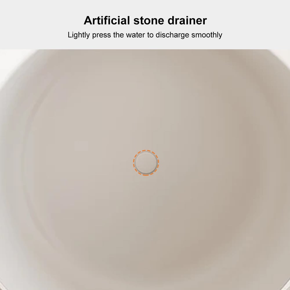 41" Japanese Modern Round  Freestanding Stone Soaking Bathtub White