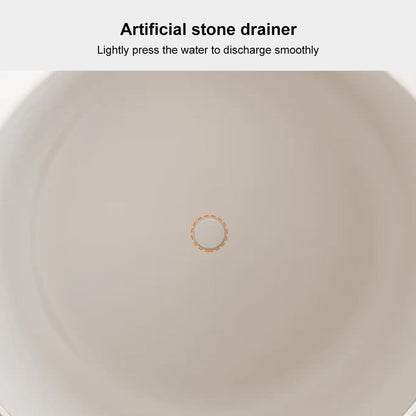 41" Japanese Modern Round  Freestanding Stone Soaking Bathtub White