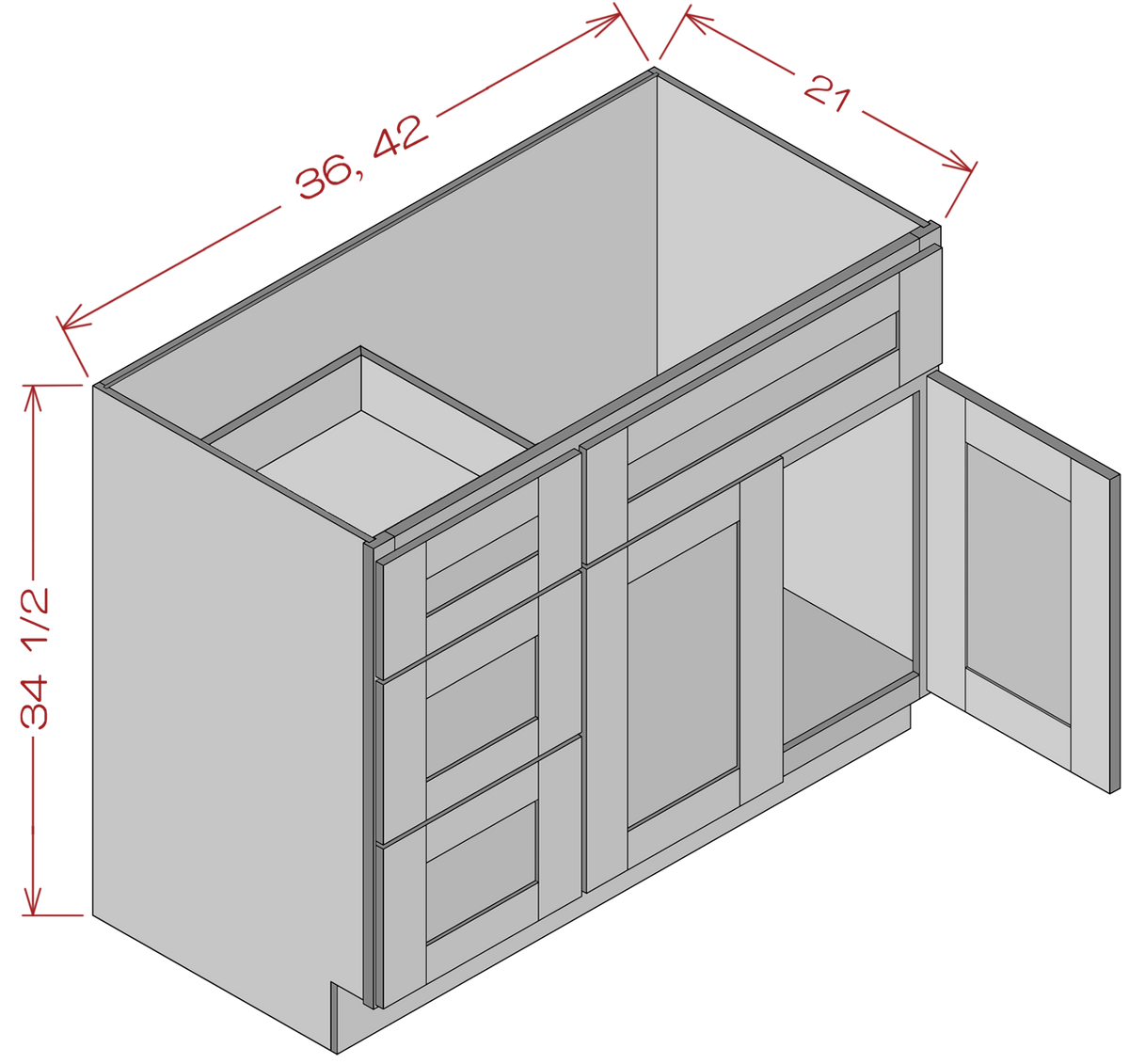 Vanity Sink Base Drawer Cabinets - Shaker White